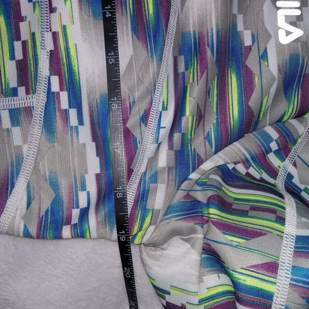 FILA Quarter Zip Pullover Geometric Neon Colors Fleece Lined Womens Size Large - Picture 9 of 15